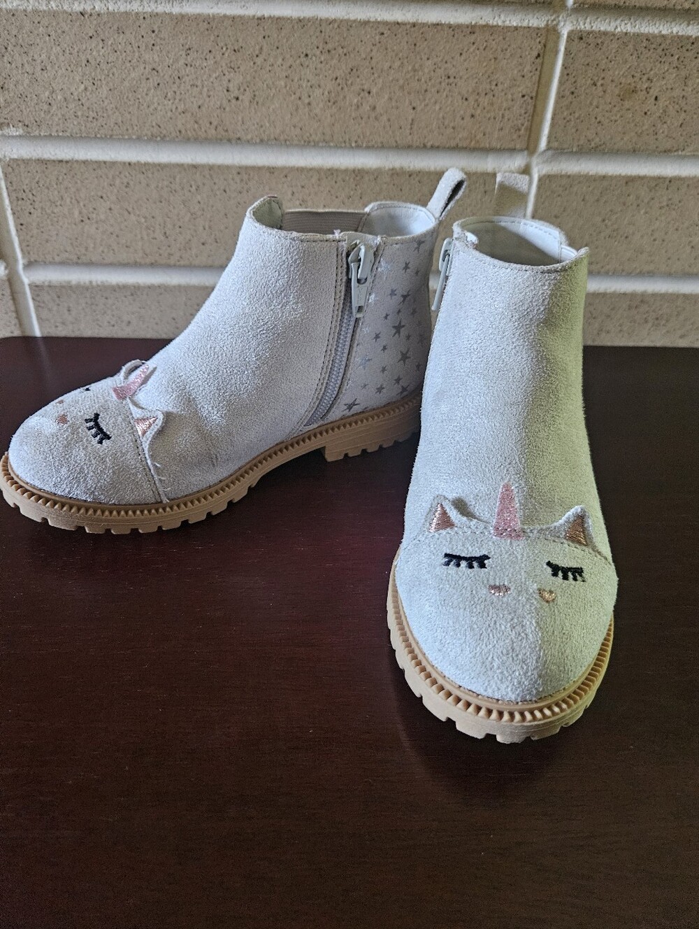 Unicorn Ankle Boots | Girls | Size 12 |Faux Suede | Side Zipper | LIKE NEW